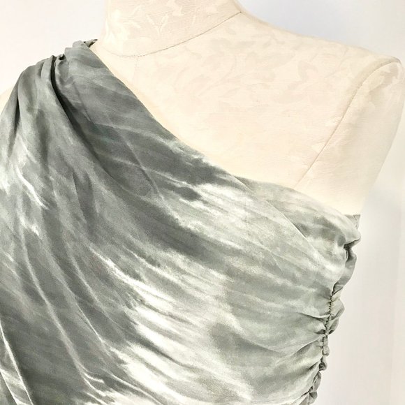 Alice & Olivia XS Silk One Shoulder Grey Ombre Top - Picture 4 of 12